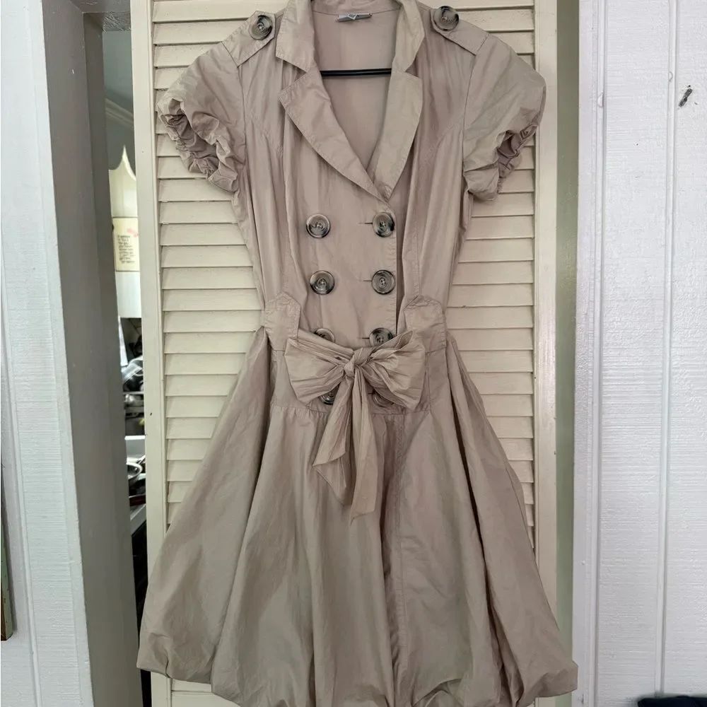 Linea Donatella Taupe Double-Breasted Mini Dress